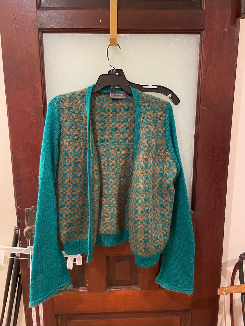 Wooden Ships Teal and Brown Open Knit Cardigan
